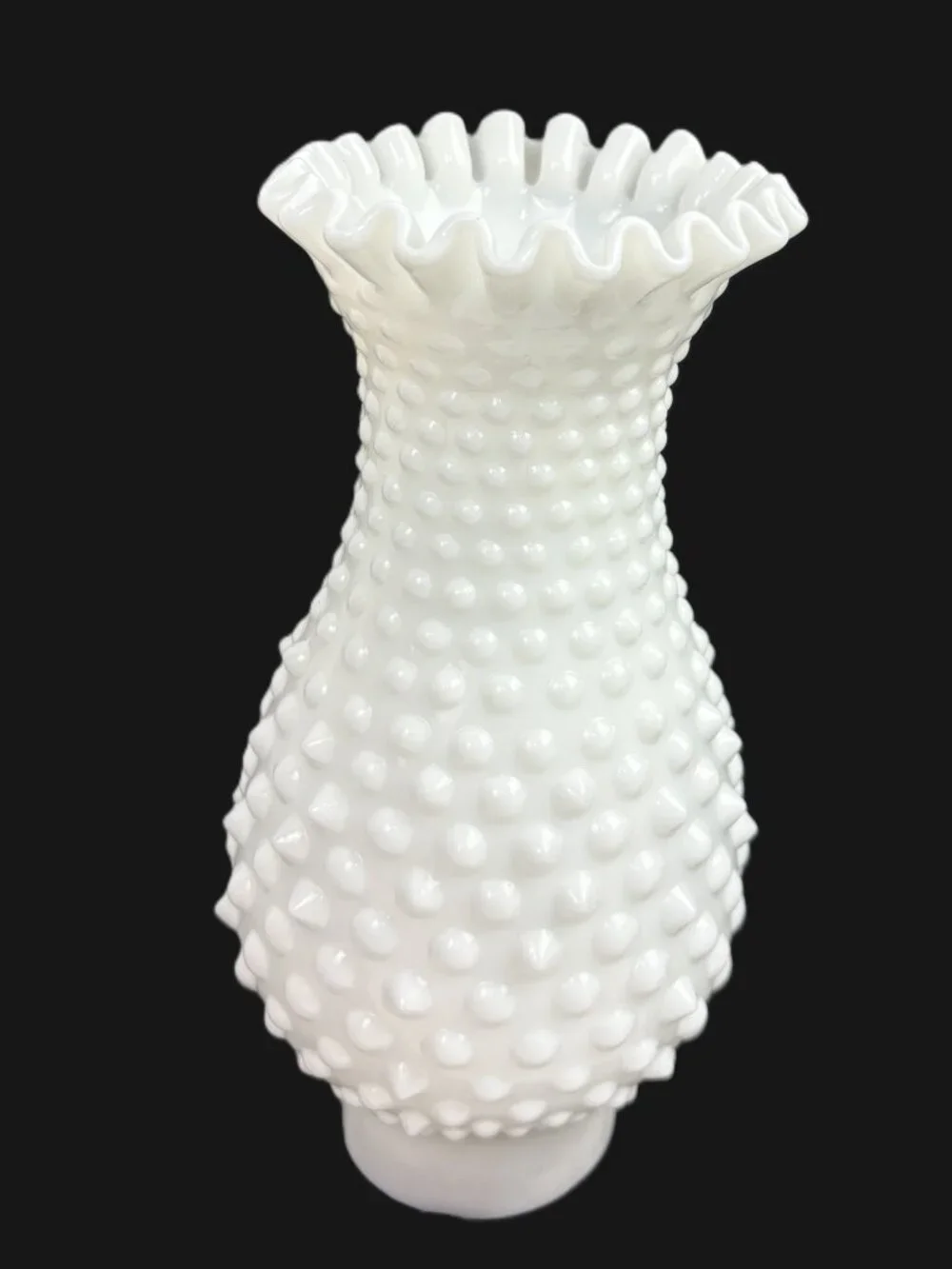 Two Vintage Fenton White Milk Glass Hobnail Lamp Chimney Shade 7.5